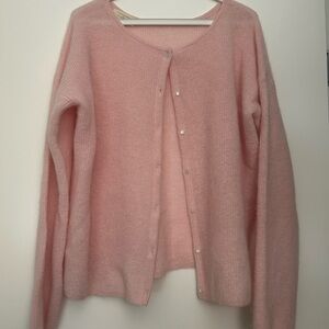 Sézane Pale Pink Button-Up Knit Cardigan